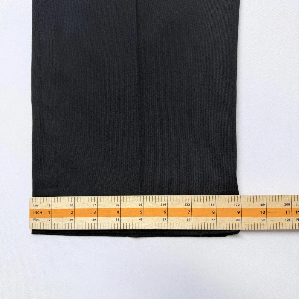 Mens Black Flat Front Dress Pants Straight Leg Trousers 40 x 30